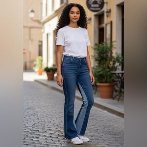 Versona Stretchy, high waist Blue Boot Flare Leg